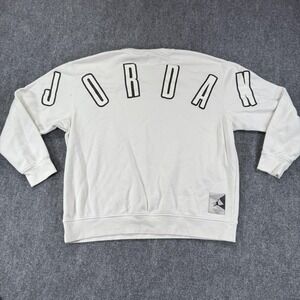 Jordan Crewneck Sweatshirt Mens 2XL White NBA Basketball Jumpman Spellout Logo‎